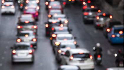 Busy crowded traffic jam on the road