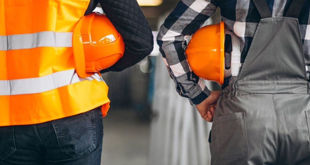 Two colleagues at a factory
