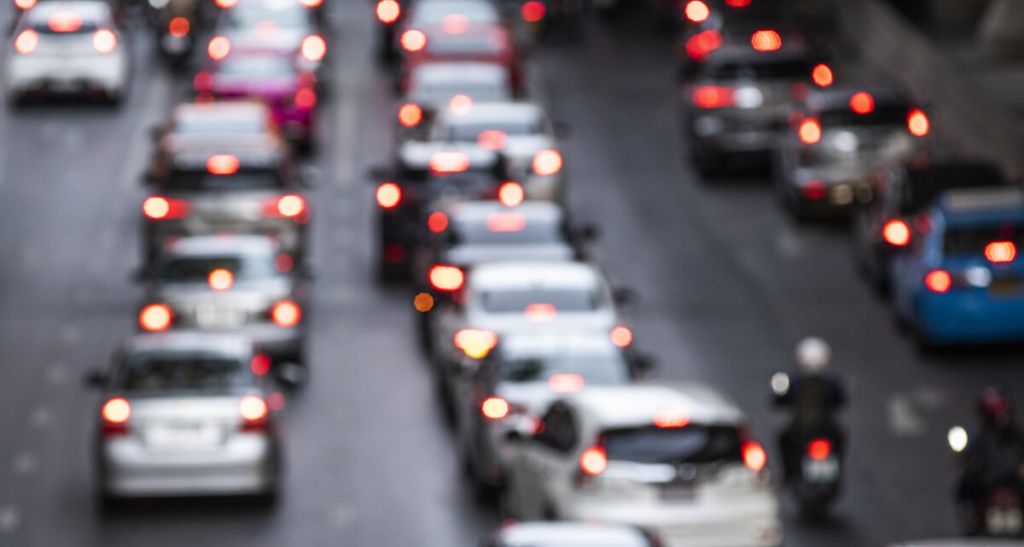 Busy crowded traffic jam on the road